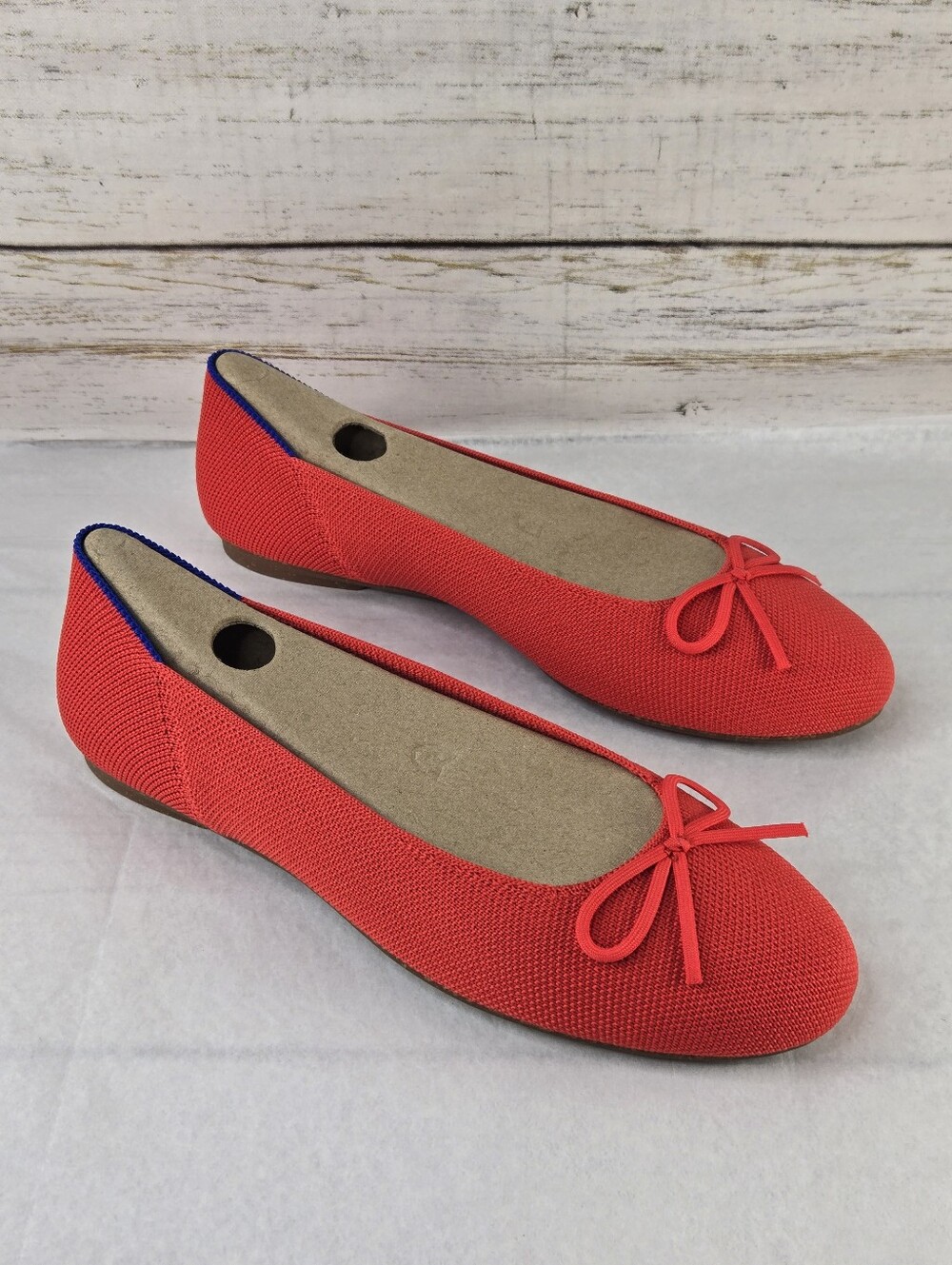Rothy's The Ballet Flat Bow Accent Round Toe Glamour Red Women's Size 8